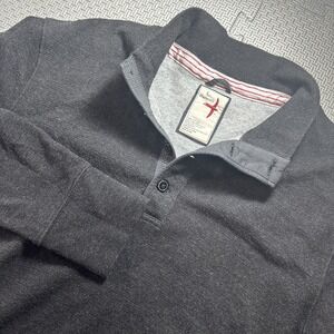 Relwen Sweater Mens Large Blue Mock Neck French Rib Henley Pullover Popover